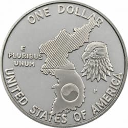 Stříbrná mince 1 Dollar Korean War Memorial Coin -1991