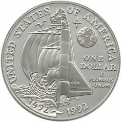 Stříbrná mince 1 Dollar Columbus Quincentenary -1992 Proof