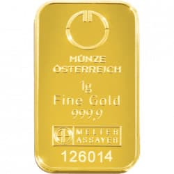 Zlatý slitek 1 g Münze Österreich Kinebar