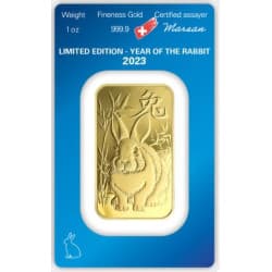 Zlatý slitek 1 Oz Argor Heraeus Lunar Series III Year of the Rabbit 2023