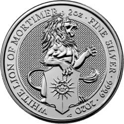 Stříbrná mince 2 Oz The Queens Beasts White Lion of Mortimer 2020