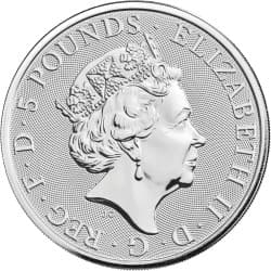 Stříbrná mince 2 Oz The Queens Beasts White Lion of Mortimer 2020
