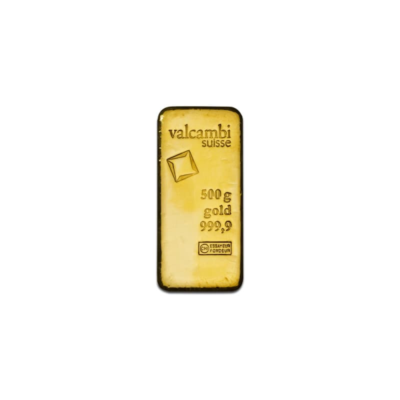 Zlatý slitek 500 g Valcambi litý