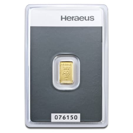 Zlatý slitek 1 g Heraeus