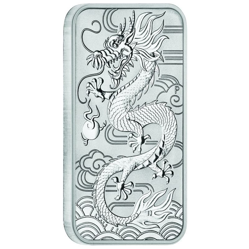 Stříbrná mince ve tvaru slitku 1 Oz Rectangular Dragon 2018