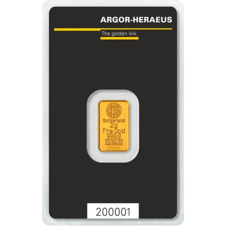 Zlatý slitek 2 g Argor Heraeus