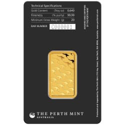 Zlatý slitek 20 g Perth Mint