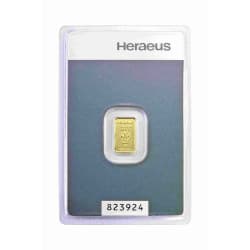 Zlatý slitek 1 g Heraeus Kinebar
