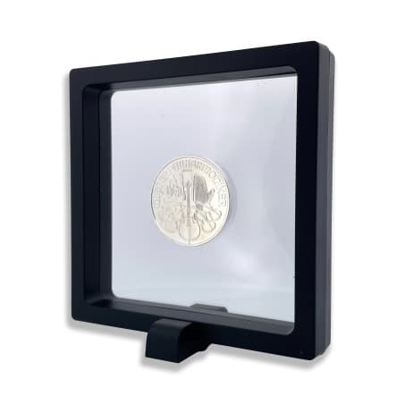 Rámeček na minci 3D box 110 mm černá + obdélníkový stojánek