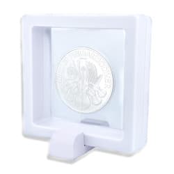 Rámeček na minci 3D box 70 mm bílá + obdélníkový stojánek
