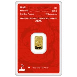 Zlatý slitek 1 g Argor Heraeus Lunar Series III Year of the Snake 2025