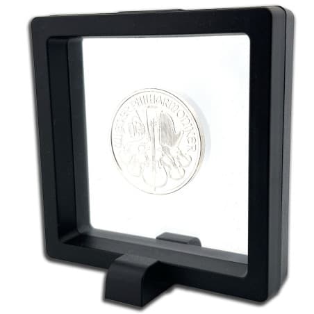 Rámeček na minci 3D box 70 mm černá + obdélníkový stojánek