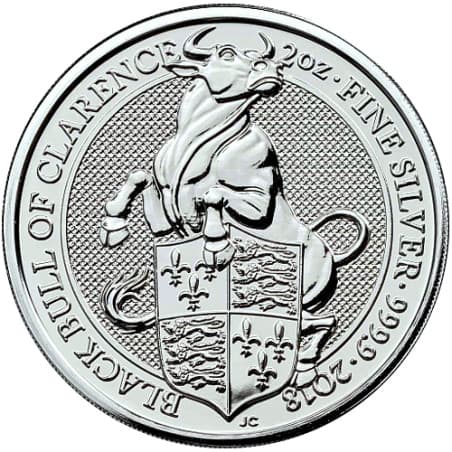 Stříbrná mince 2 Oz The Queens Beasts Black Bull of Clarence 2018