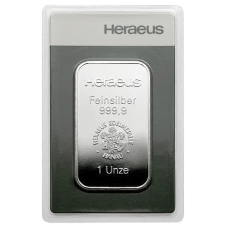 Stříbrný slitek 100 g Heraeus