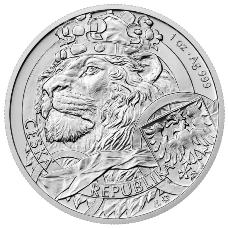 Stříbrná mince 1 Oz Český lev 2025