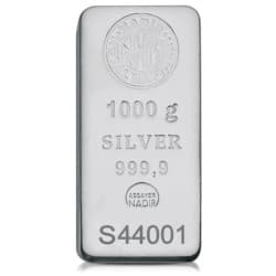 Stříbrný slitek 1 Kg Nadir Metals Rafineri