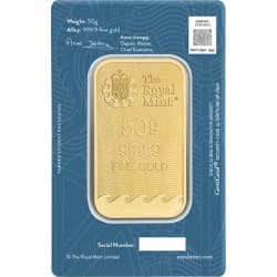 Zlatý slitek 50 g Britannia