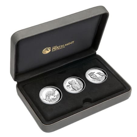 Sada stříbrných mincí 3 x 1 Oz Australian High Relief Proof 2017