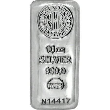 Stříbrný slitek 10 Oz Nadir Metals Rafineri