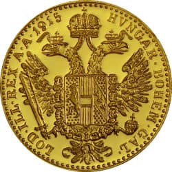 Zlatá mince 1 Dukát Františka Josefa I. 1915 Novoražba