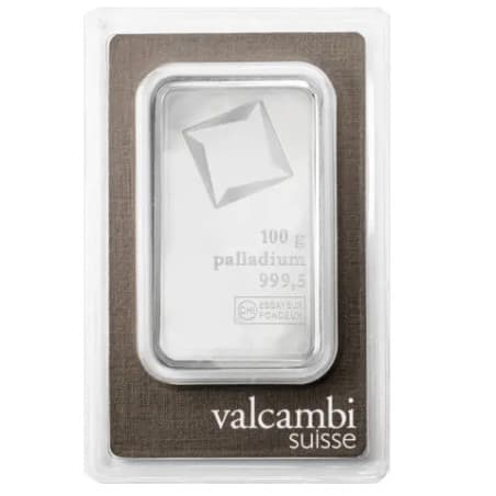 Palladiový slitek 100 g Valcambi