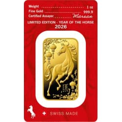 Zlatý slitek 1 Oz Argor Heraeus Lunar Series III Year of the Horse 2026