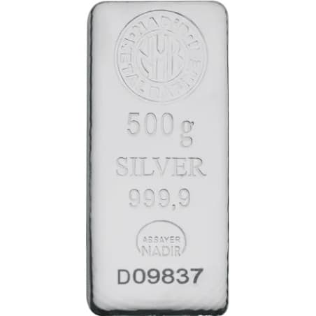 Stříbrný slitek 500 g Nadir Metals Rafineri