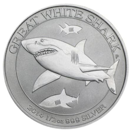 Stříbrná mince 1/2 Oz Great White Shark 2014